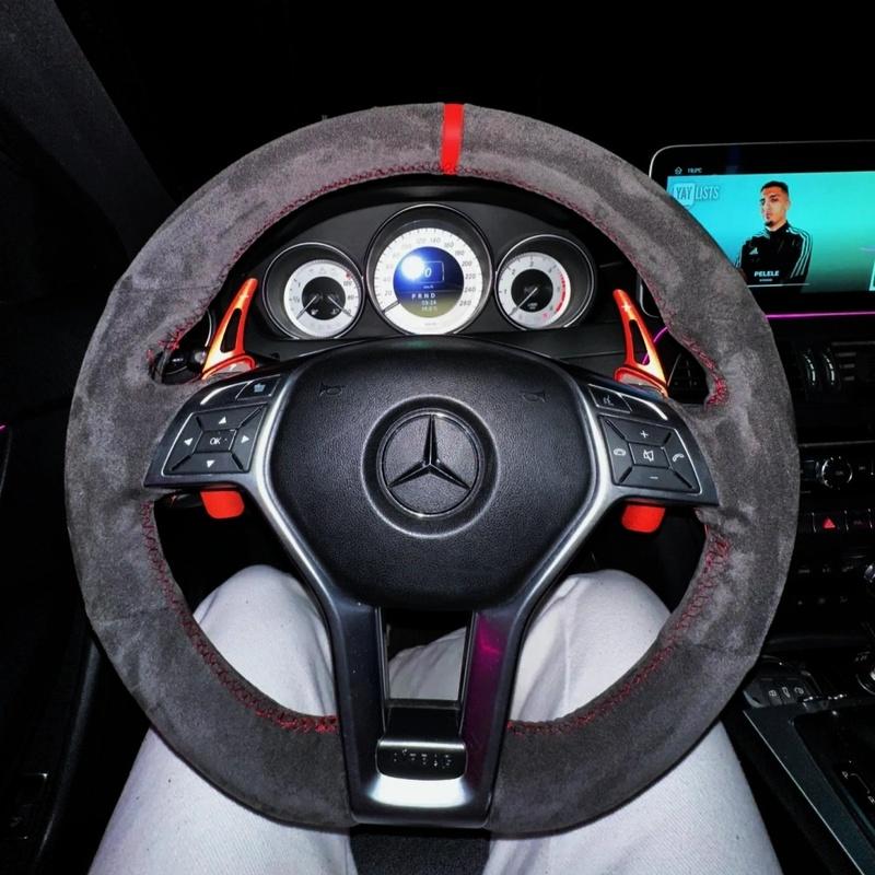 Car Steering Wheel Braid Cover Non-Slip And Soft 100% Fit For Mercedes-Benz AMG GLA45 2015 Car Products Steering Wrap