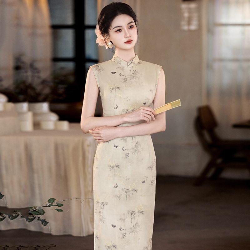 Guofeng new Chinese sleeveless long cheongsam improved young 1011 new women's high sense can be worn daily in summer