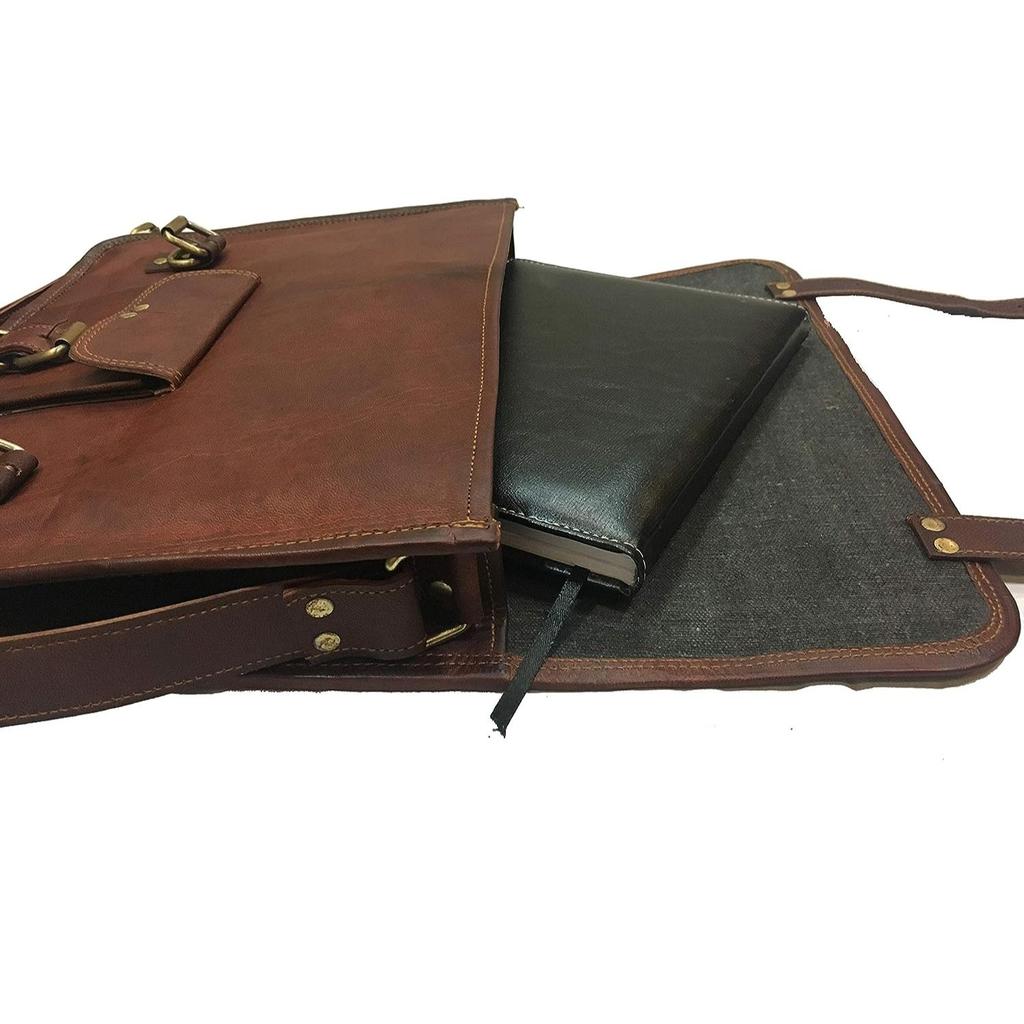 Laptop 15 Inch Front Pocket Vintage Men's Brown Handmade Leather Briefcase Best Laptop Messenger Bag Satchel Original Leather Laptop Bag/Messenger Bag