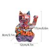 Graffiti Lucky Cat Figurines Resin Animal Model Abstract Geometry Fortune Cat Statues for Interior Home Decoration