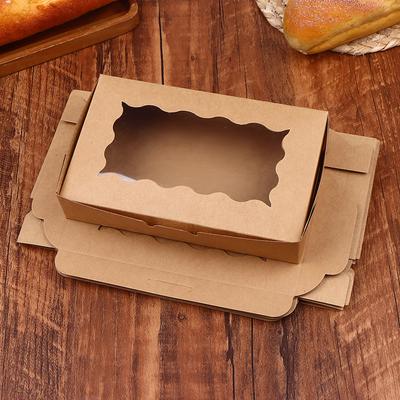 10Pcs Brown/White Rectangular Cake Carriers Paper Gift Box With Clear Window For Cookies Bread Candy