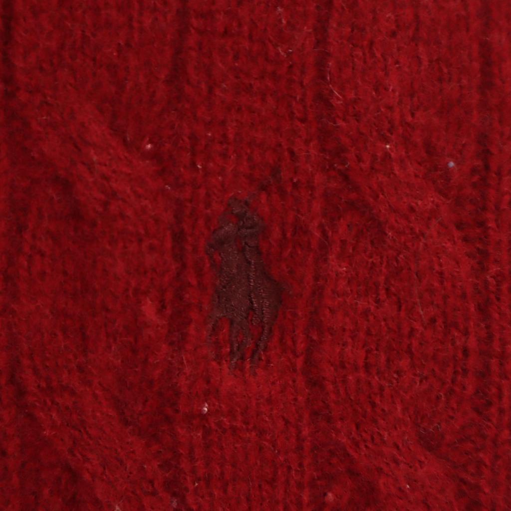 POLO RALPH LAUREN wool blend Long sleeve cable sweater M Red knit Women Used