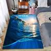 Ocean Wave Design Carpet with Deep Blue Sea Sunset Print Rug Suitable for Use As an Anti-slip for Living Room Bedroom Sofas