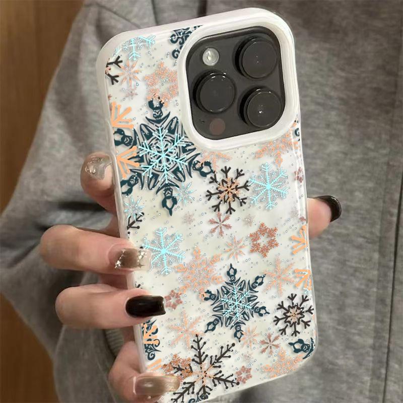 Wrinkled Texture Cute Snowflake Phone Case for iPhone 17 Pro Air 16 15 14 13 12 11 Pro Max 14 15 16 Plus Shockproof Soft Cover