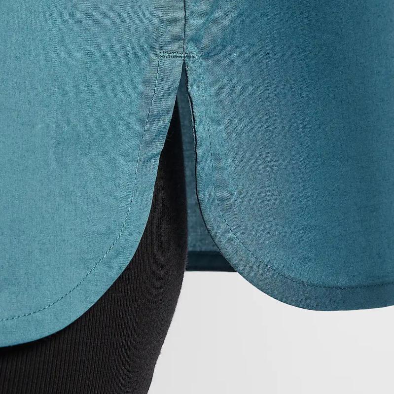 Nike Sportswear Chill Poplin Comfortable Fashion Casual Versatile Long Sleeve Shirt Women Shirts Smoke-Blue HJ0716-006