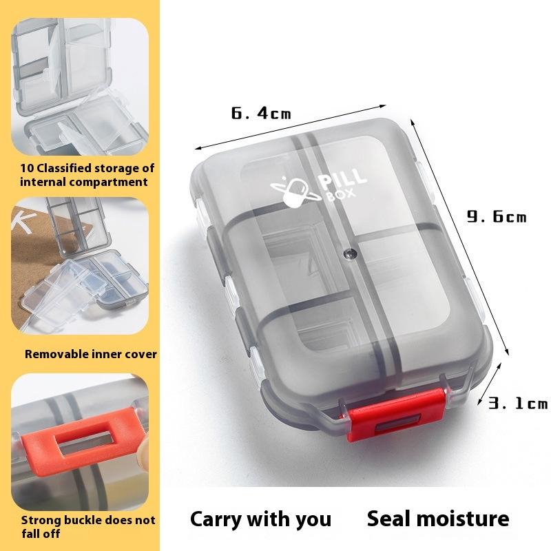 Convenient Travel Pill Organizer Dispenser Portable Pocket Pharmacy Medicine Box Small Case 10 Grids Storage Vitamin Fish Oil