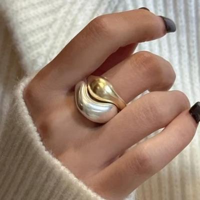 Anelli Geométrici Aperti a Onda in Argento Sterling 925 per Donna Irregolari Trendy Sottili Minimalisti Accessori di Personalità