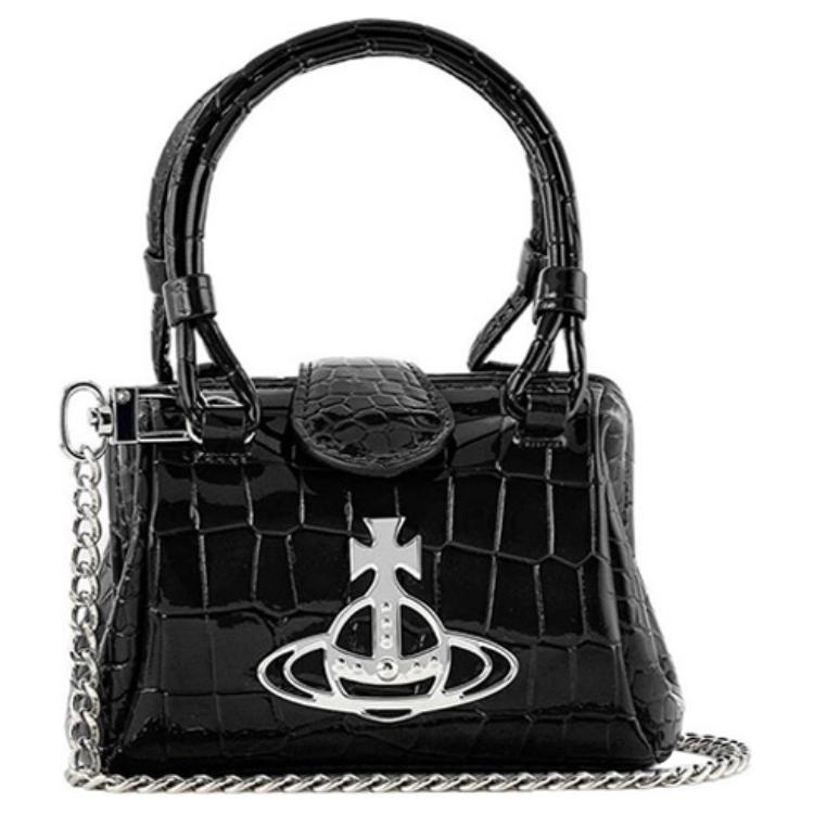

VIVIENNE WESTWOOD Pamela Saturn Logo Magnetic Buckle Closure Mini Shoulder Crossbody Bag Women Bags Black 4201007402094N201 Basic Set (Bag+Dust Bag)