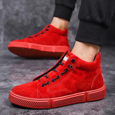 Sneakers Alte Rosse alla Moda Uomo Pelle Scamosciata di Alta Qualità Sneakers Casual Scarpe Streetwear Hip Hop Uomo Scarpe di Lusso di Design