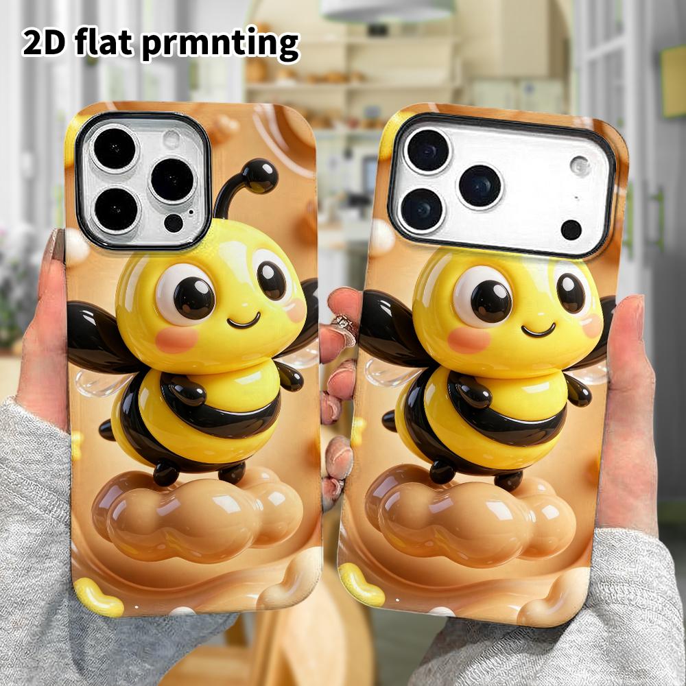 Phone Case: 2D flat design suitable for iPhone 18 17 16 15 14 13 Pro protective case, little bee, perfect Christmas and Halloween holiday gift
