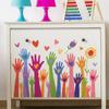 Creative Oil Painting Heart Palm Print Flower Children's Room Bedroom Beautification Wall Stickers