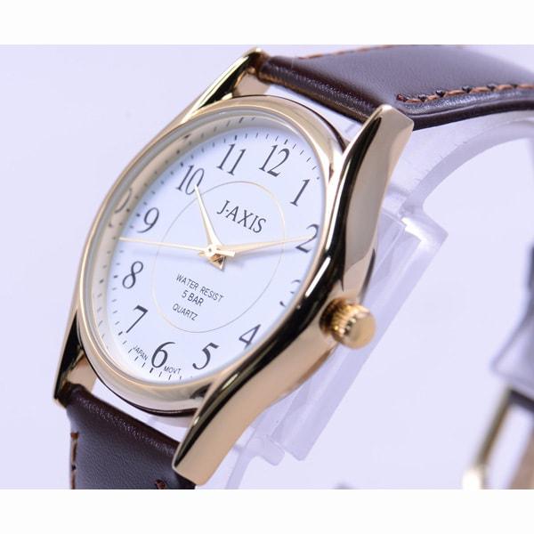 J-AXIS Men's NAG54-G (Easy-to-See Quartz Men's Sun Flame) Round Watch Brown Alloy Analog