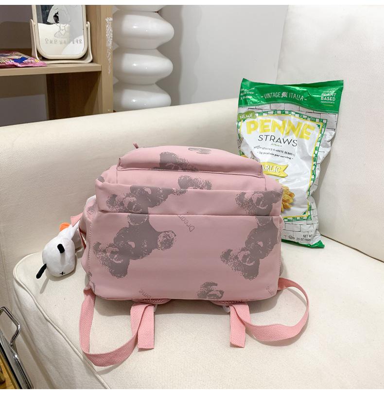 Unisex Large Capacity Fashionable Teddy Bear Print Backpack for Students and Travelers