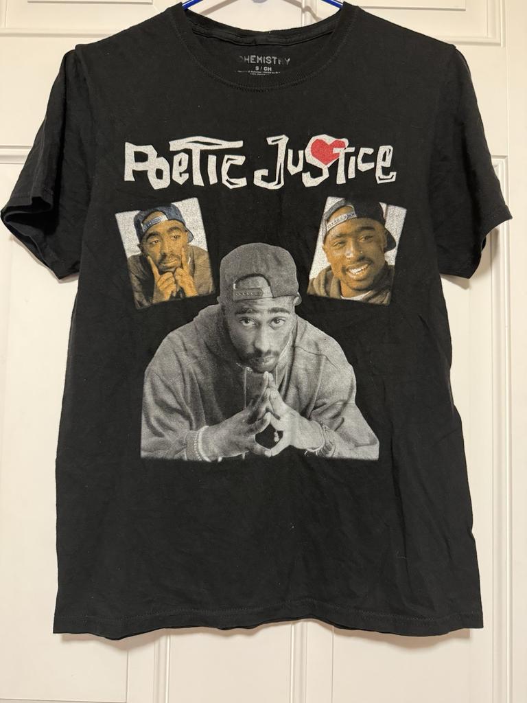 Tupac Poetic Justice Hip Hop Tričko, Černé, Velikost S, Štítek "Chemistry" Unisex Tričko