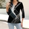 Women's Fashion Casual Print Button-down Shirt 3/4 Long Sleeve Tops
