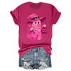 Women's Casual Halloween Breast Print T-Shirt Round Neck Pullover Short Sleeve Top