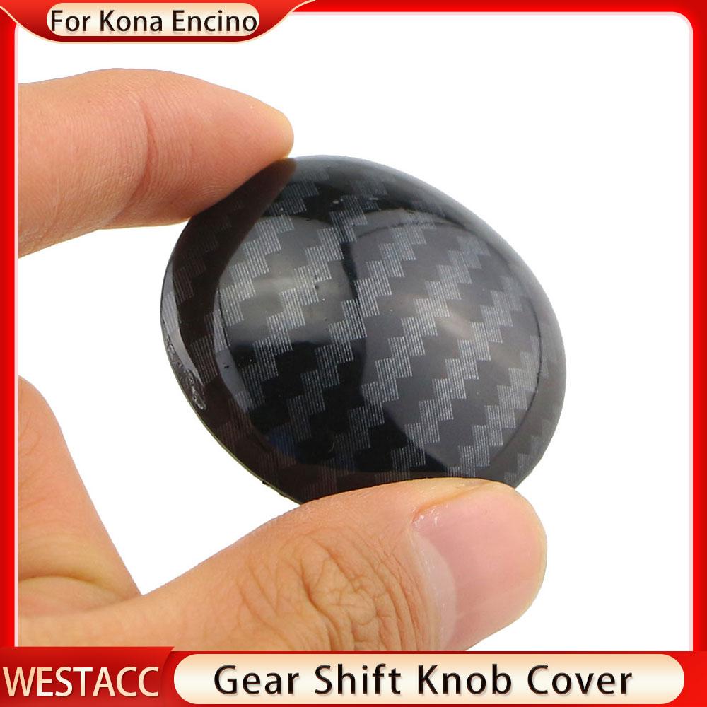 Carbon Fiber Auto Schaltknauf Kopf Abdeckung Trim Dekoration Aufkleber für Hyundai Kona Kauai SUV 2017-AT