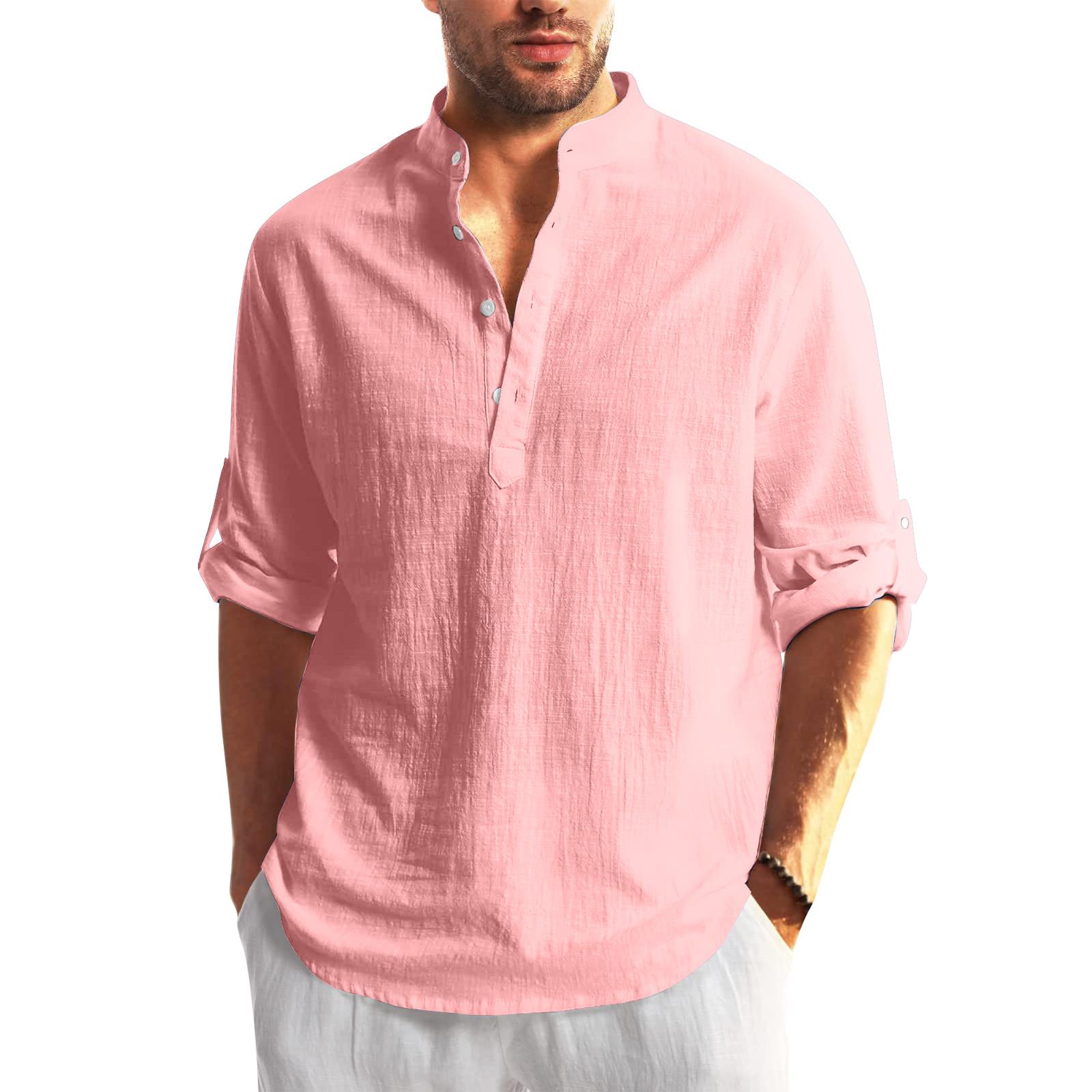 

Дизайнерские весенне-летние мужские повседневные хлопковые льняные рубашки с длинным рукавом, свободные рубашки S