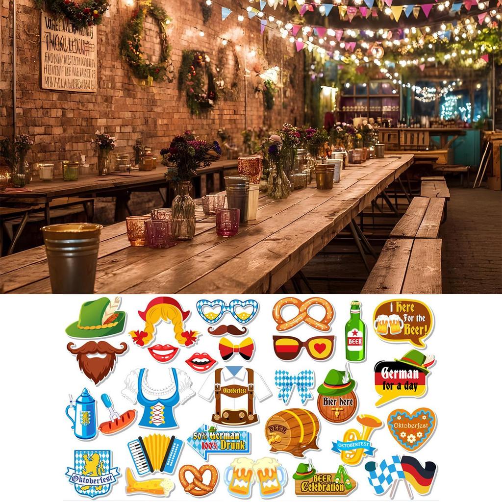 Oktoberfest Selfie Props Beer Festival Oktoberfest Funny Photo Props Colorful Traditional Germany Accessories Party Decoration