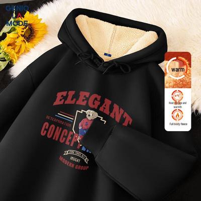 GENIOLAMODE Herren Schwerer Hoodie mit Sherpa-Futter