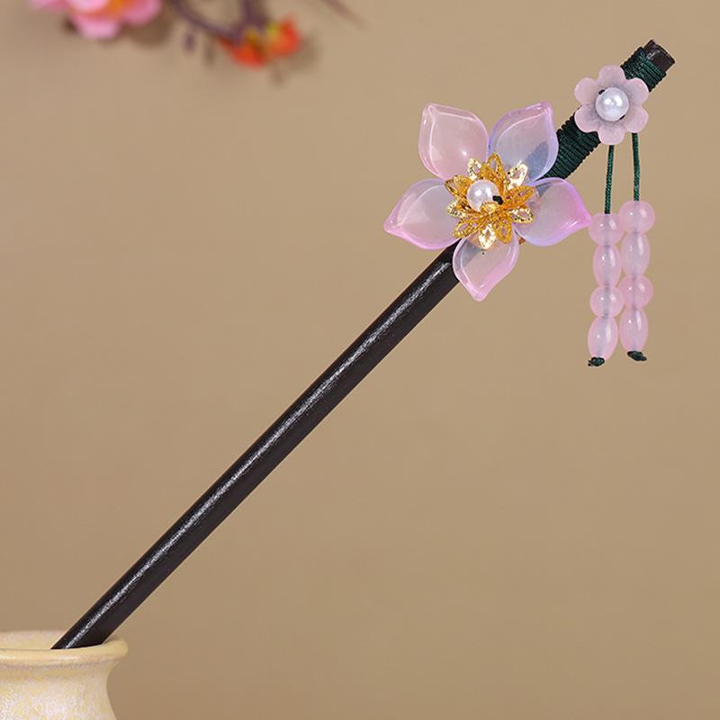 Vintage Tassel Wooden Hairpin for Women - Imitation Ebony Hanfu Accessory, Ancient Style Costume Hairpin
