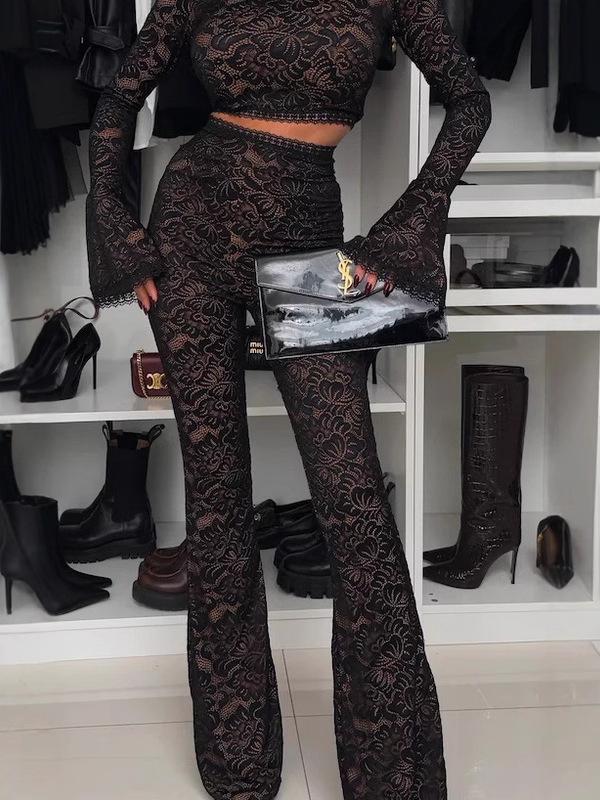 2025 European and American Spring/Summer Lace Slim-Fit Two-Piece Set for Women