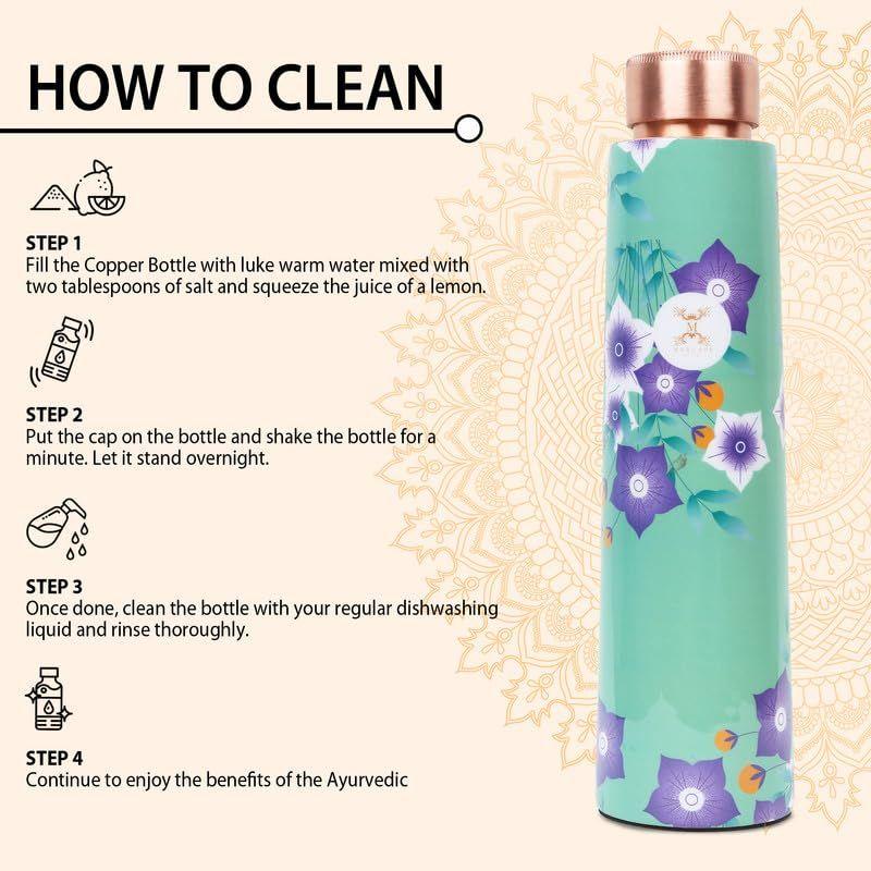 Copper Water Bottle - Joint Less, Leak Proof, Advanced Protection (900ml) for Wellness, Gym, School, Office
