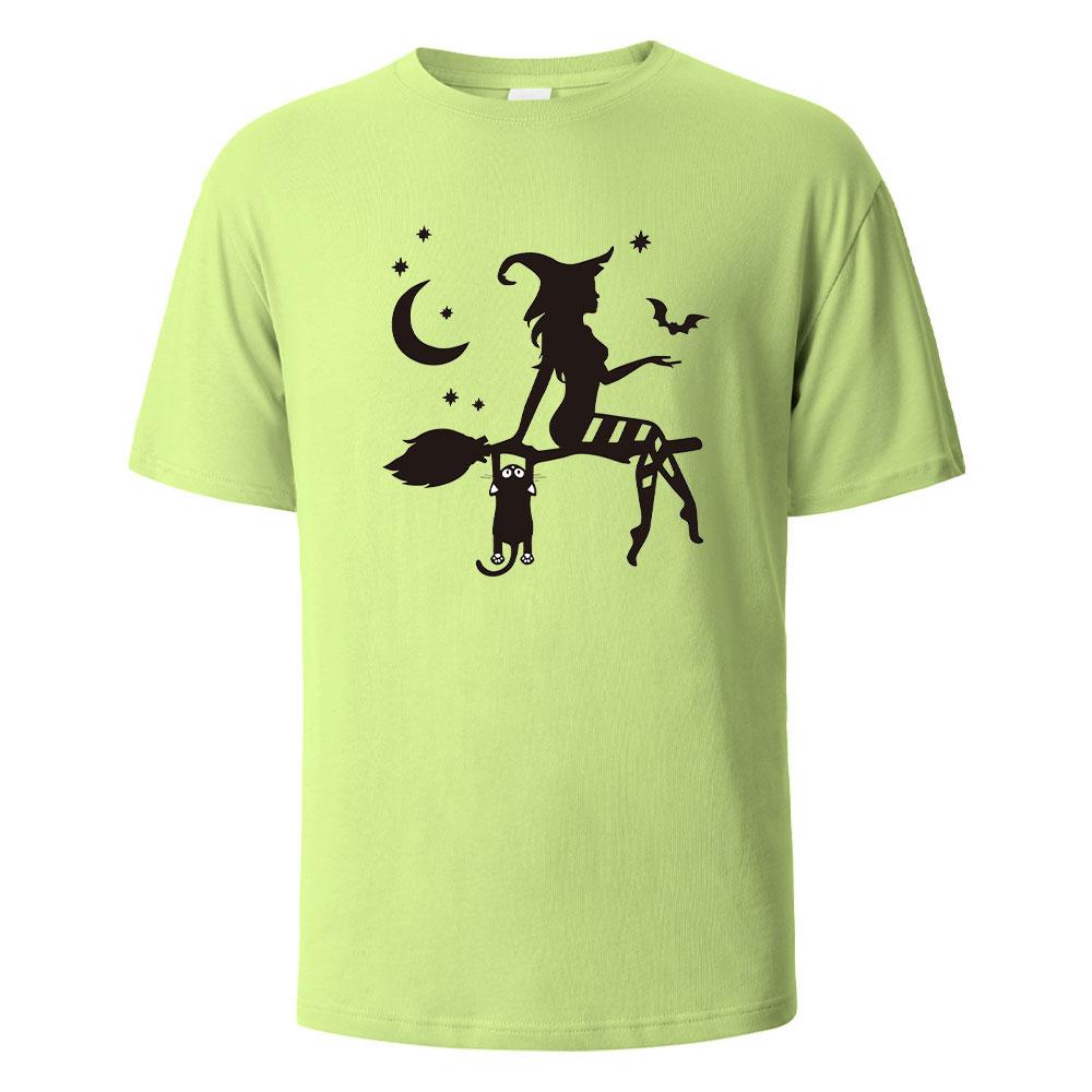 Witch Print t shirts 100 Cotton Summer Tees For Men Women Oversize Casual Tops t shirts