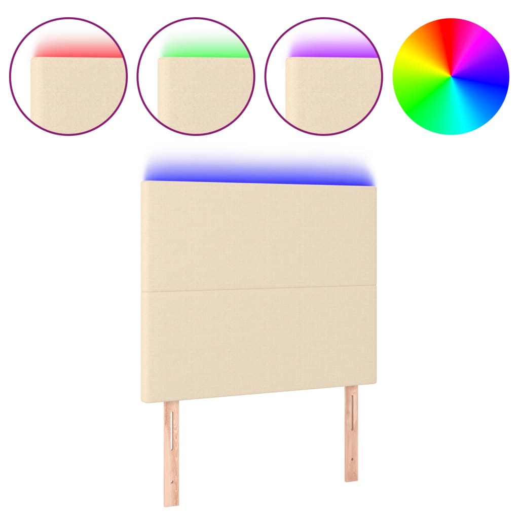 Vidaxl Zagłówek Do Łóżka Z Led, Kremowy, 80X5X118/128 Cm, Tkanina