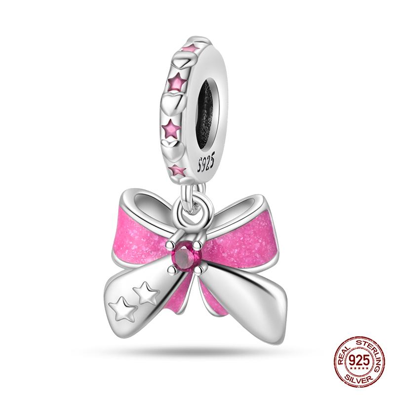 100% Copper Fashion Pink Princess Skirt Bag Lipstick Charms Beads Fit Qikaola Original Bracelets Diy Jewelry Gifts