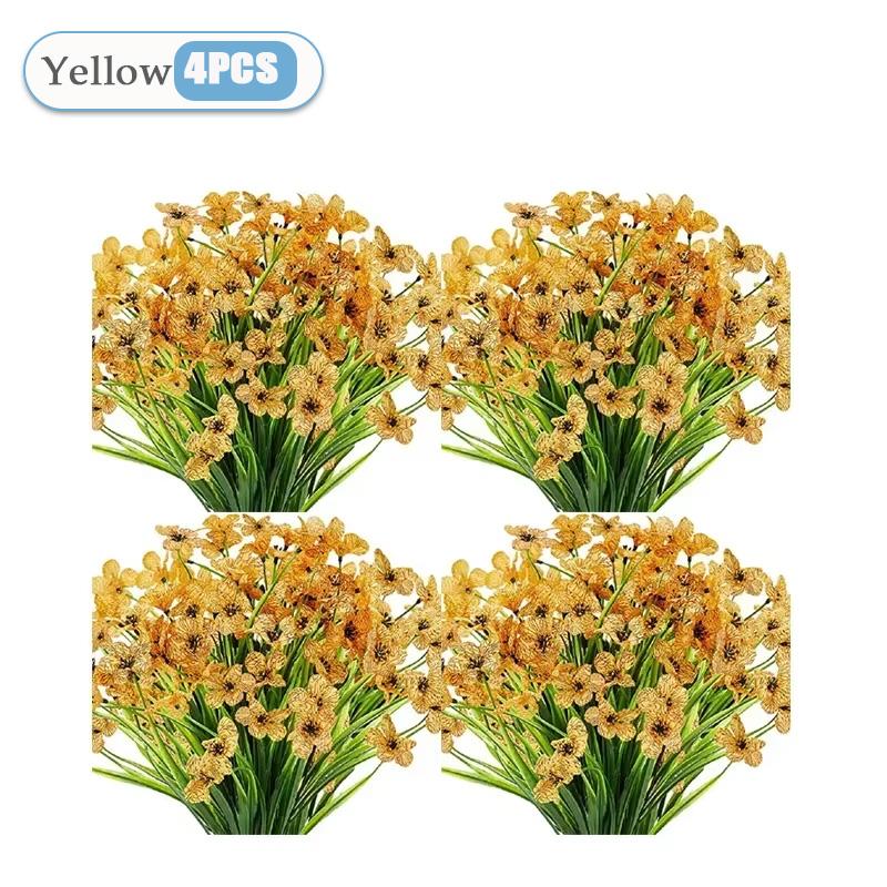 2-16PCS Artificial Flowers UV Resistant Faux Plastic Shrubs Plants Outdoor Garden Patio Porch Home Wedding Farmhouse Decorations
