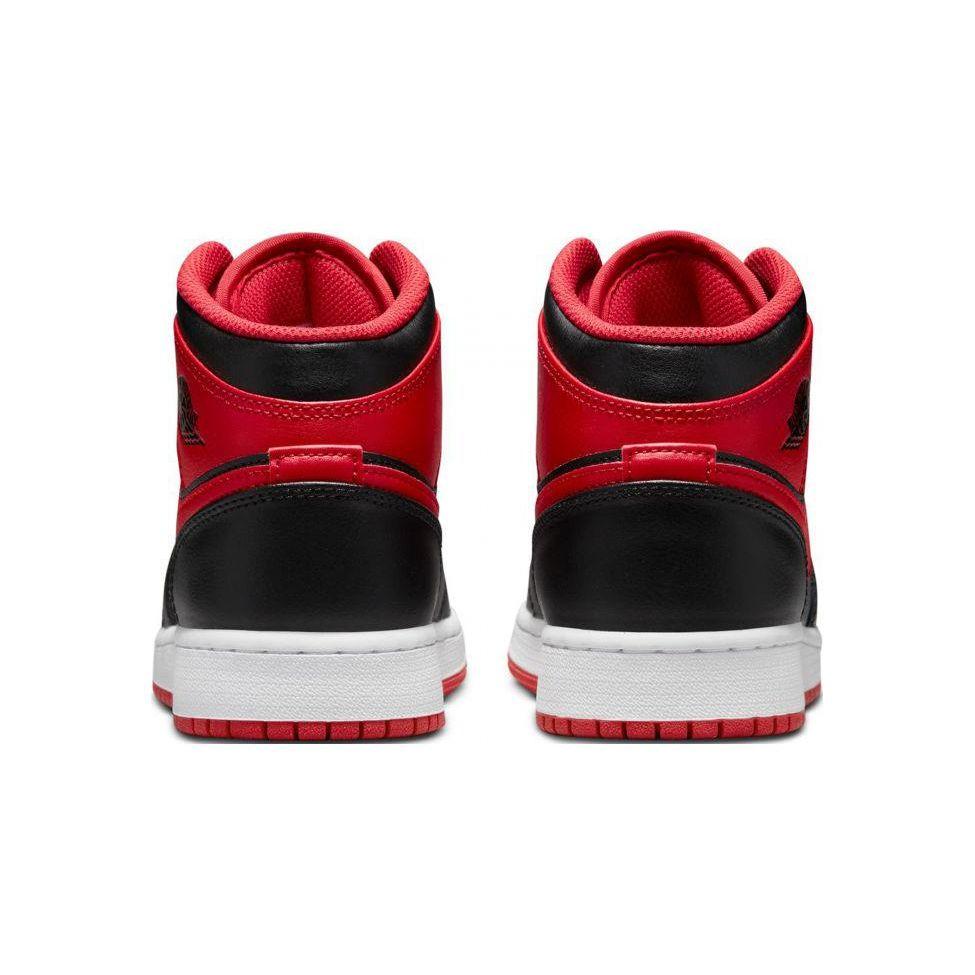 Air Jordan 1 Mid GS Alternate Bred Buty dla dzieci Czarne Ognista czerwień Białe DQ8423-060