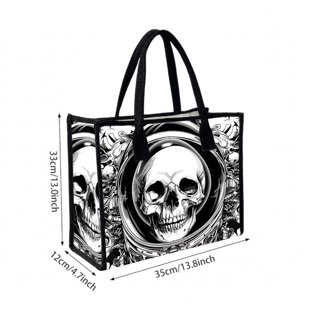 Gothic Skull Print Tote Bag For Daily Use