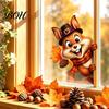 Decorative PVC Window Film Thanksgiving Sticker, Static Cling Fall Decal, Removable Autumn Decals Cute Animal Sticker for Holiday Decoration