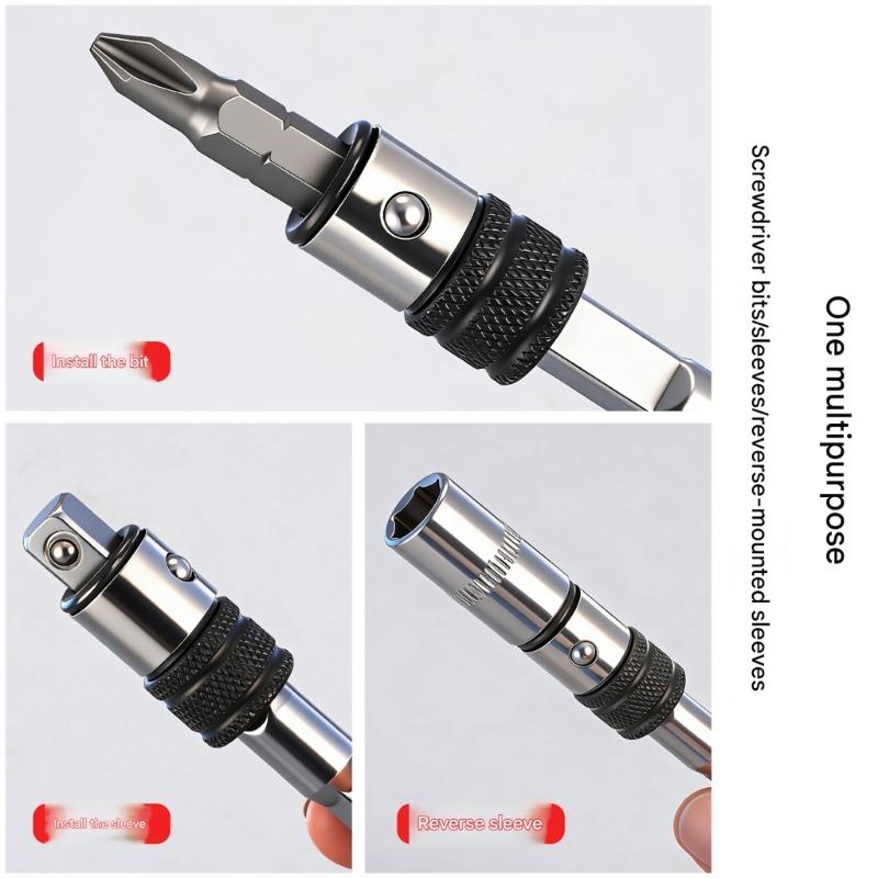 Universelle Bithalter-Verlängerung mit Selbstverriegelungsfunktion für elektrische und manuelle Schraubendreher für Hand- und Elektrowerkzeuge