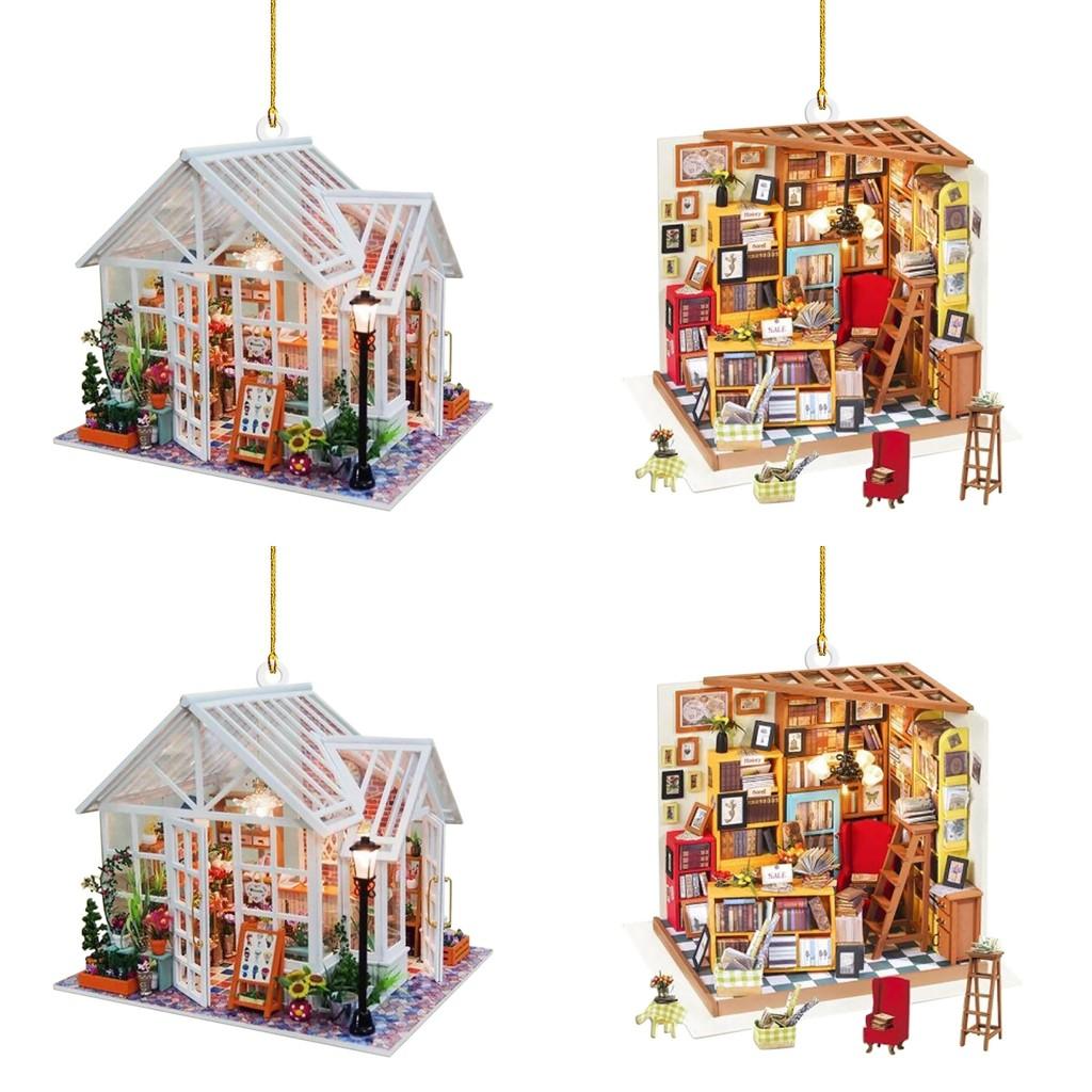 Acryl Auto Interieur Decoratie Met Boekenkast Ontwerp Voor Kerstcadeau Ideeën