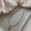 Fresh literary style coffee rock sugar necklace beaded exquisite versatile collarbone chain light luxury high-end fashion simple neck chain