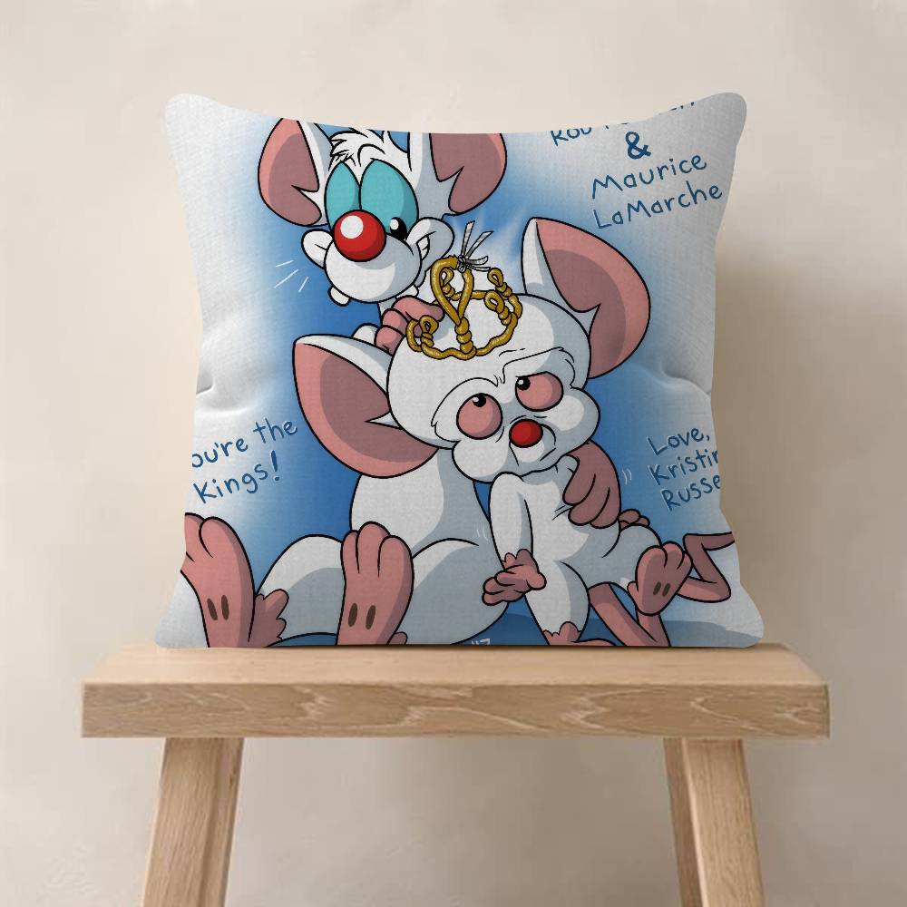 Cartoon Pinky and the Brain Office Cushion Pillowcase Car Cushion Cover45X45CM Lumbar Pillowcase Sofa Pillowcover