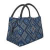 Tatreez Embroidery With Arabic Calligraphy Thermal Insulated Lunch Bags Cross Lunch Tote Meal Food Box