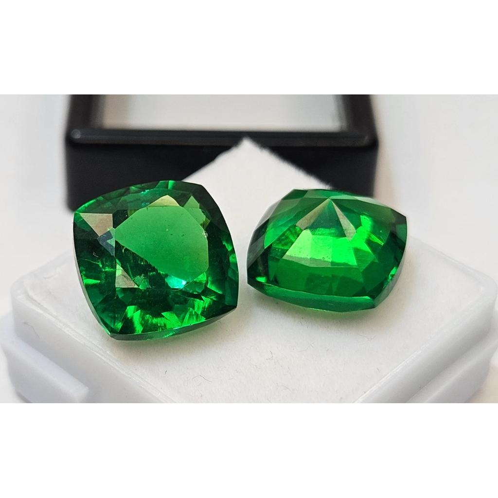 Natural Green Tsavorite Garnet Square For Earring Making 20-21 Ct Pair Gemstone