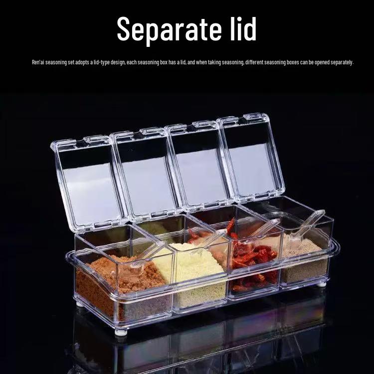 High-Transparency Four-in-One Kitchen Condiment Set: Salt & Spice Storage Jars