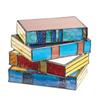 Stained Glass Stacked Book Nightstand Colorful Resin Vintage Desk Table Home Study Reading Lamp Bedroom Decoration