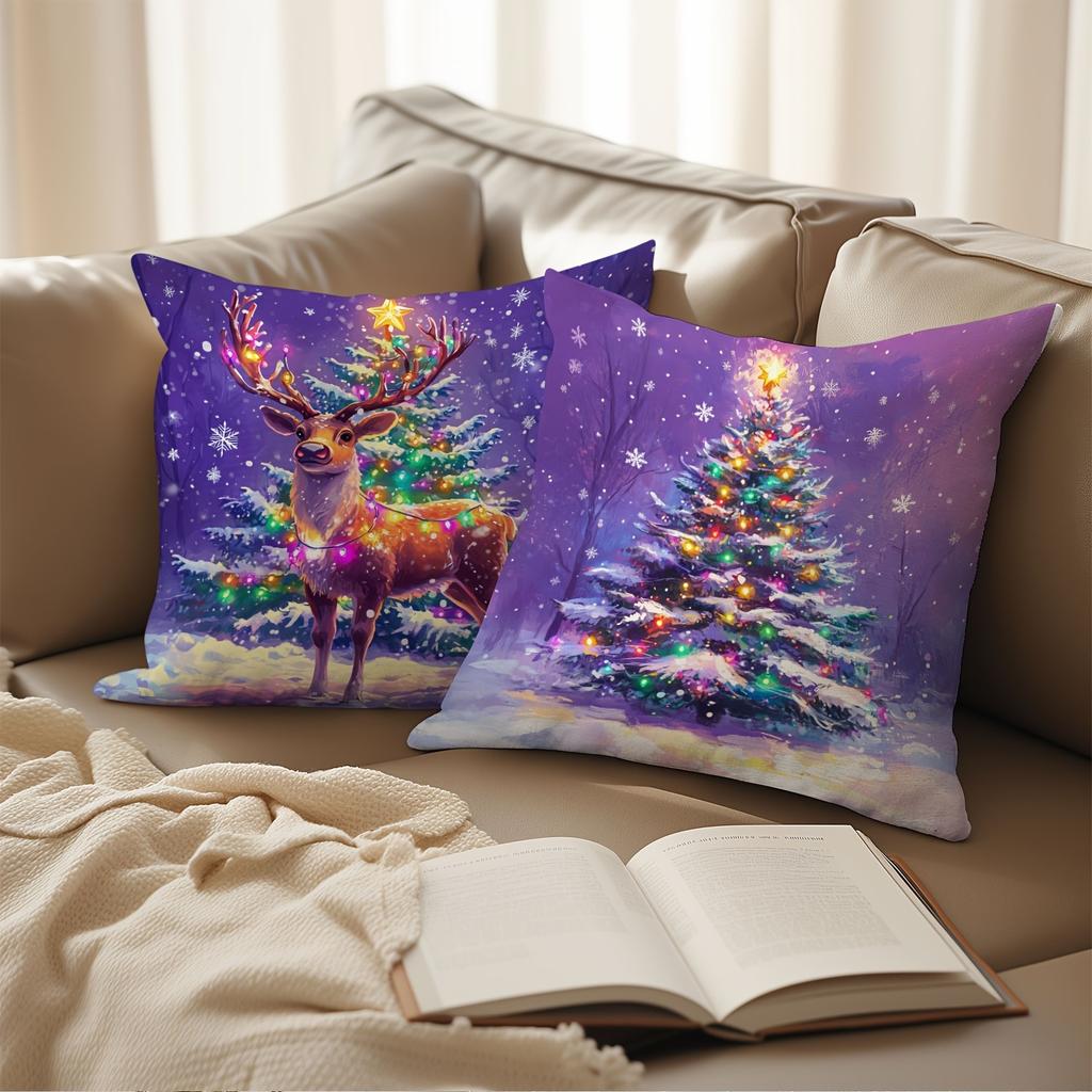 Weihnachts-Kissenbezüge: Schneemann, Weihnachtsmann, Rentier & Weihnachtsbaum Designs Sofabett Kissenbezug, Neujahrs Heimdekoration
