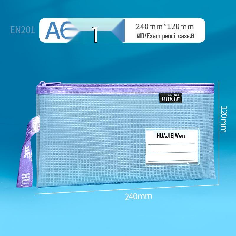 Transparent A4 Document Bag with Zipper, Label & Pencil Case - Suitable for Students