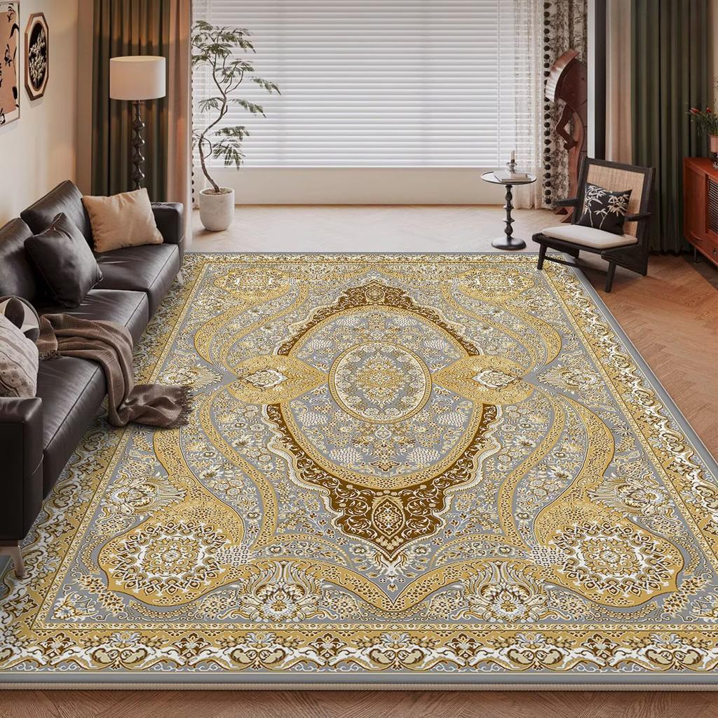 Bohemia Golden Deluxe Living Room Rugs Decoration Bedroom Anti Slip Floor Mats Large Area Carpet Lounge Rug Persian Mat Washable