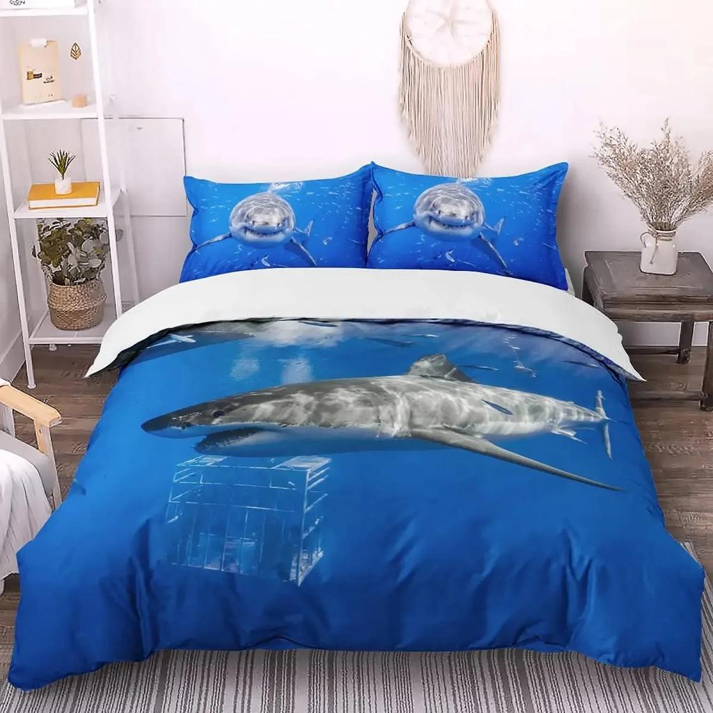Shark Duvet Cover Set Full Size Queen Size Twin Deep Ocean Animals Bedding Sets for Boys Girls Luxury Soft Comforter Cover Set