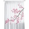 Japanese Pink Flower Cherry Blossom White Sheer Drapes for Living Room Bedroom Decor Window Curtain Curtain Panels