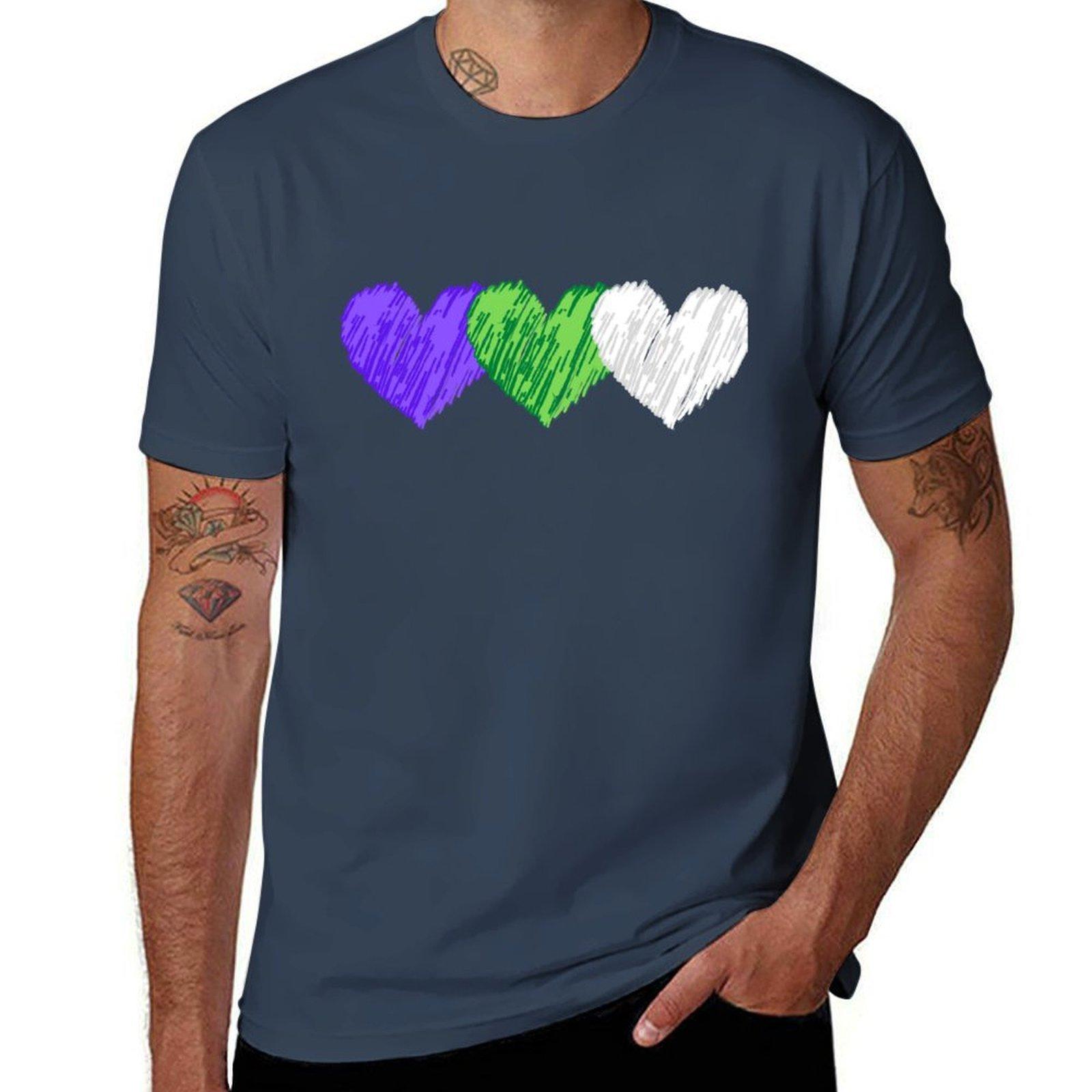 Suffragette Colours Hearts Tshirt Simple Casual Short Sleeve Cotton Tshirt S