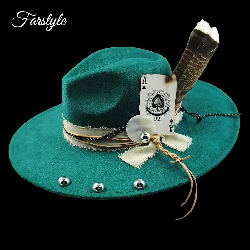 9.5 Cm Wide Brim Suede Hat for Men Women Feather Fedoras Flat Hat Jazz Hat Felt Hat Gentlemen Top Hats Fedora Sombrero Hombre