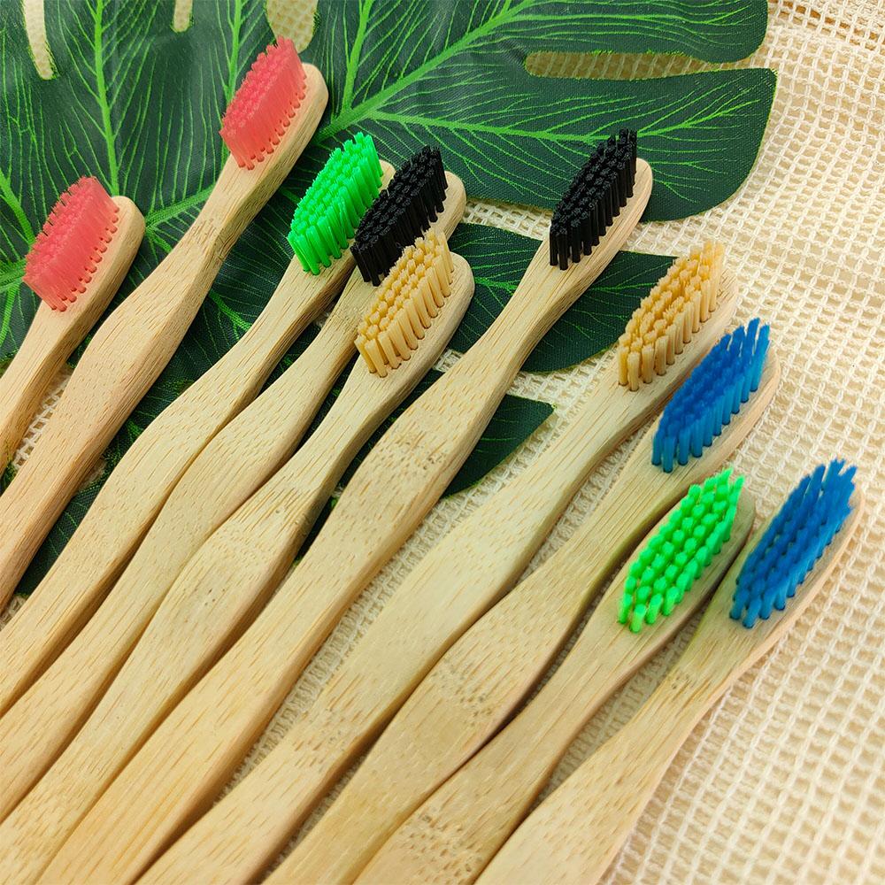 10 Pcs for a Pack Biodegradable Wooden Toothbrush Custom Logo Eco Friendly Travel Bamboo Toothbrush For Kids Adult